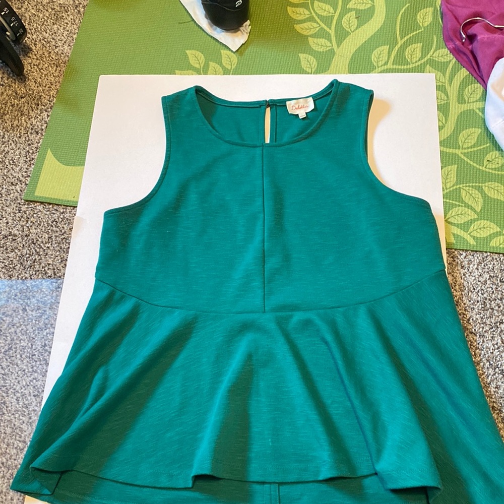 Green Deletta Peplum Tank size Large